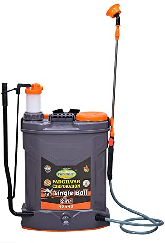 Pad Corp By Padgilwar Corporation Single Bull 2In1 Manual Battery Operated Sprayer Pump 12Volt X 12Amp With 16Ltank Capacity 1.7Amp For Farm & Garden Contains 4 Accessories 6 Months Battery Warranty