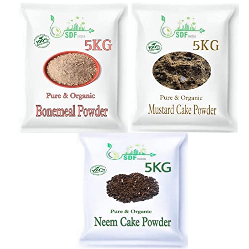 SDF INDIA Combo Pack of 3(5 KG Bonemeal Fertilizer /5KG Mustard Oil Cake /5 KG Neem Cake Powder)