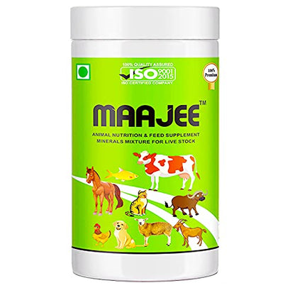 MAAJEE Animal Nutrition & Feed Supplement Minerals Mixture | for Live Stock Improvement in Milk Yield, Milk Fat & SNF Content (for All Animals) | Weight Gainer 908gm