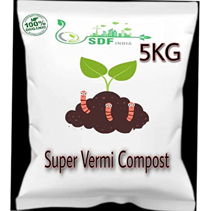 SDF India Super Vermicompost for All Kinds of Plants Complete Food for The Soil, Enriched with, Organic (5KG)