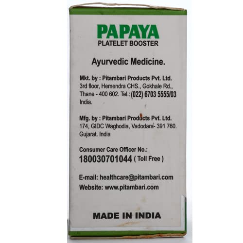 Pitambari Herbal Papaya Tablets 600mg Platelet Booster (30Tablets)