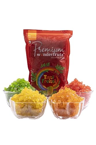 WONDERFRUTZ Fresh and Natural Tutti Frutti (Candied Papaya) Topping for Cakes, Ice Cream, Cookies Decoration, Bread and Pastries (Green) - 500gm