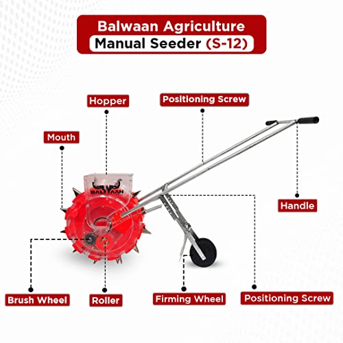 Balwaan Agricultural Manual Seeder S-12 | Long Teeth–12T | Hand Operated Seeding Machine, Adjustable Manual Plant Seeder, Seed Spreader | Garden Planter for Garden Vegetable Farm