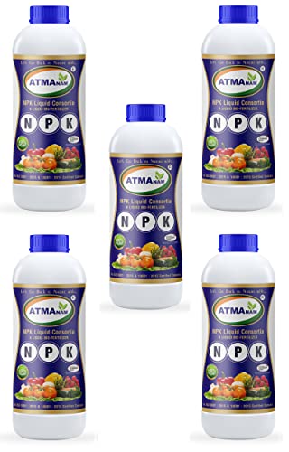 Atmanam BIO Fertilizer CONSORTIA (Nitrogen, Phosphate, Potash) NPK Plant Growth Promoter, Nutrition Enhancer Supplement, Bio Stimulant, Immunity Builder for Plants & Crops (5)