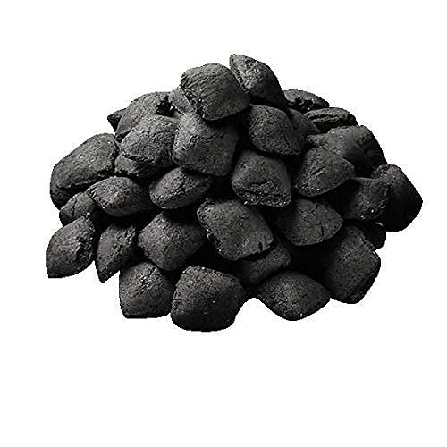 TrustBasket Charcoal Briquettes (5kg) with Free Starter Cubes - Long Burning Barbeque Charcoal with Low Smoke (Used in Grilling/Barbecue, Home) -Set of 4