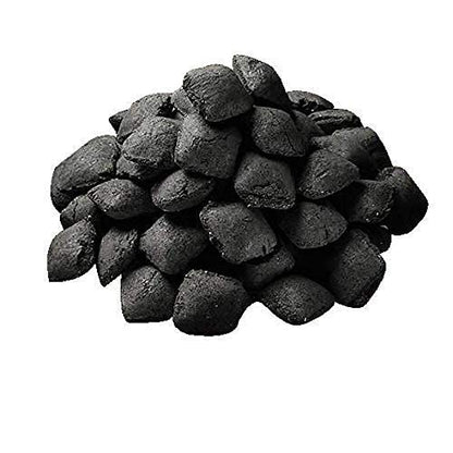 TrustBasket Charcoal Briquettes (5kg) with Free Starter Cubes - Long Burning Barbeque Charcoal with Low Smoke (Used in Grilling/Barbecue, Home) -Set of 4