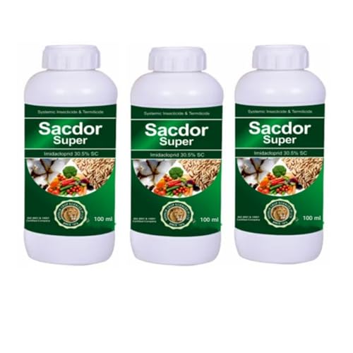 Sacdor Super Imidacloprid 100ML(IMIDACLOPRID 30.5% SC) Systematic Insecticide Control of Sucking PEST APHIDS, JASSIDS, Thrips, White Fly and TERMITES Powerful (pack of 3)