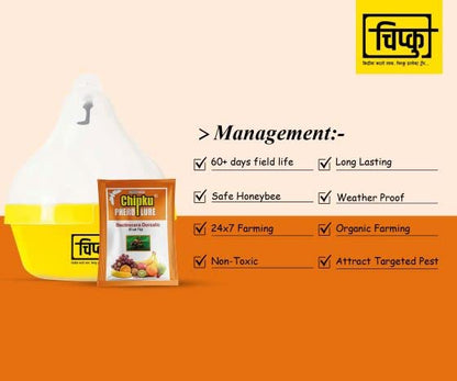 चिपकू- मॅक्स प्लस फेरोमोन फ्रूट फ्लाय ट्रॅप मॅक फिल ट्रॅप फॉर फ्रूट फ्लाय फेरोमोन ल्यूर (बॅक्टोसेरा डोर्सॅलिस) 50 च्या फळ पिकांसाठी पॅक