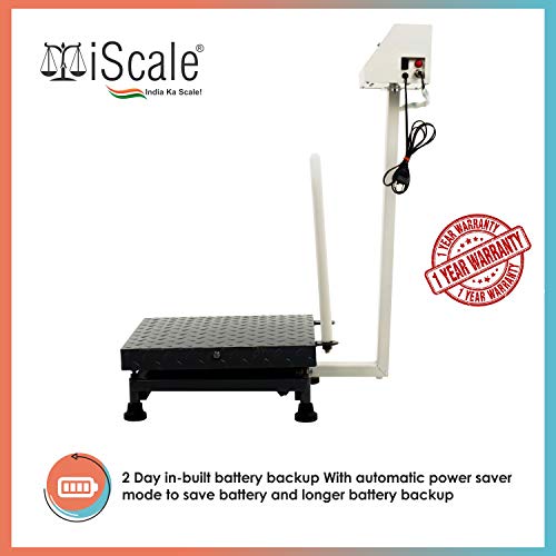 iScale Electronic Platform Weighing Scale 100kg Capacity 10g Accuracy Weight Machine Digital for Shop, Commercial and Industrial use Mild Steel Heavy Platform size 16x16 Inches (400x400mm)