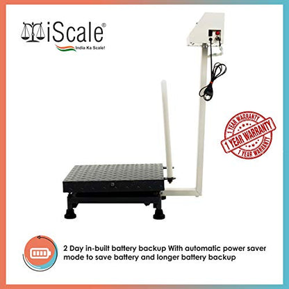 iScale Electronic Platform Weighing Scale 100kg Capacity 10g Accuracy Weight Machine Digital for Shop, Commercial and Industrial use Mild Steel Heavy Platform size 16x16 Inches (400x400mm)