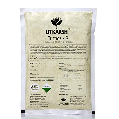 Utkarsh Trichoz-P (ट्राइकोडर्मा विराइड 1.5% WP: 2 x 10^6-10^8 CFU/gm) बायो फंगसाइड (प्रत्येक का 900gm, 5 का पैक)