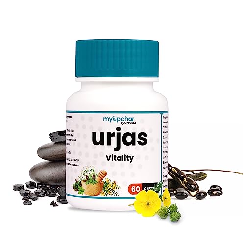 myUpchar Ayurveda Urjas Vitality Capsule For Men | Improves Strength, Stamina & Energy | Ashwagandha, Safed Musli, Gokshur & Shjilajit | 60 Veg Capsules