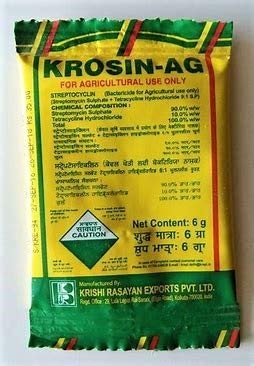 Krishi Rasayan Exports Pvt. Ltd Streptomycin Sulphate 9% + Tetracycline Hydrochloride 1%, Antibiotic And Pre-Treatment For All Crops (6Gm X 10)