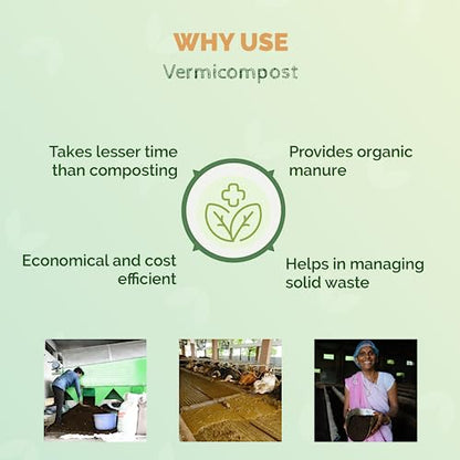 S.S. Dairy Farm Organic Vermicompost (JAIVIK KHAD) | Cow Manure & Earthworm | Best for Home Garden | Enriched Mineral for Potting Soil | Organic Compost Garden Soil | Nursery & Plants (10 KG)