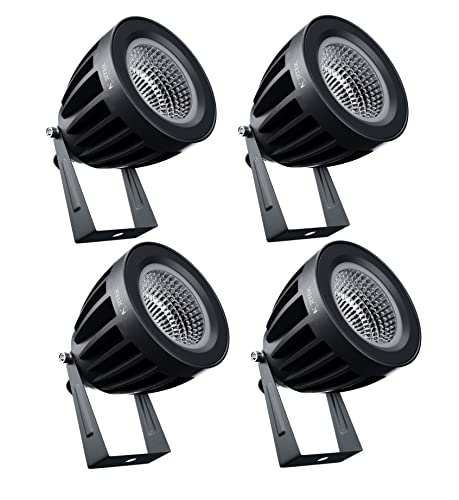 Nortek Hydra 5 Watt Adjustable Waterproof Outdoor Garden LED Spot Light and Spike Light, Aluminum Body, Rustproof, Plant Light. (Neutral White, Pack of 4)