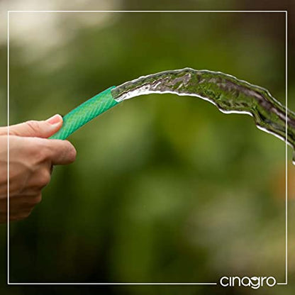 Cinagro 30 Metres Braided Hose Pipe with 3 Clamps for Watering Home Garden, Car Washing, Floor Cleaning & Pet Bathing (1 Inch, Green)