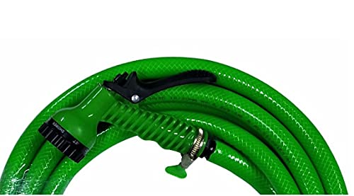 TechnoCrafts PVC Braided Hose Pipe for Watering Sets 30 Meter (100 feet) 3/4" (0.75 Inch or 19mm) Bore Size - 3 Layered Hose Pipe with 7 Function Spray Gun, 1" Tap Connector & 2 Butterfly Clamps