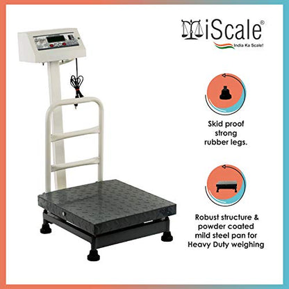 iScale Electronic Platform Weighing Scale 100kg Capacity 10g Accuracy Weight Machine Digital for Shop, Commercial and Industrial use Mild Steel Heavy Platform size 16x16 Inches (400x400mm)