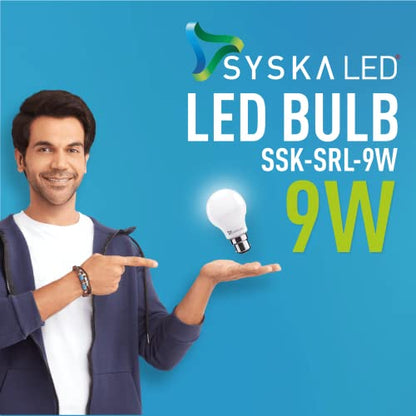 SYSKA Ssk-Srl-9W- बेस B22D 9-वॅट एलईडी बल्ब (6 चा पॅक, कूल डे लाइट)