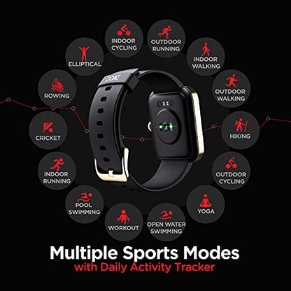boAt Xtend Smart Watch with Alexa Built-in, 1.69” HD Display, Multiple Watch Faces, Stress Monitor, Heart & SpO2 Monitoring, 14 Sports Modes, Sleep Monitor, 5 ATM & 7 Days Battery(Pitch Black)
