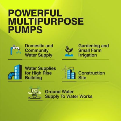 Kirloskar Brothers KP4 JALRAAJ UVA 60-1512 (1.5 hp) SERIES Borewell Submersible Single Phase Pump Ideal for Irrigation, Home, Industrial (Multicolour) with 24-Month