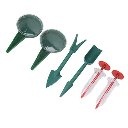 Seed Dispenser, Plastic Reusable Easy to Clamp Spread Evenly Seed Planter 5 Gear Green Planter 2Pcs Red Seeder Handheld Seed Spreader with 2 Transplanting Tools for Flowers Lettuce