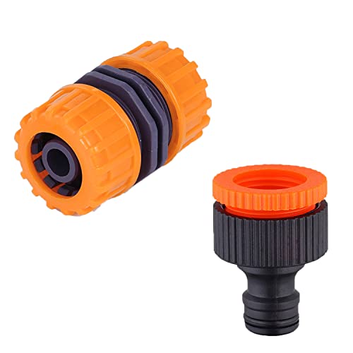 Pinolex® 3/4 Inch Garden Hose Extended Quick Connector Car Wash Water Pipe Fittings Repair Coupling Joints and 1PC 1/2" and 3/4" Tap Adaptor