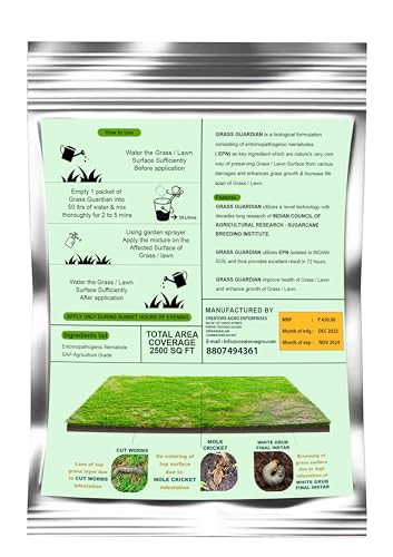 Grass Guardian - Biological Lawn Pest Control | 100% ECO-Friendly, Chemical Free, Safe for Humans & Pets | Total Area Coverage - 2500 Square Feet.