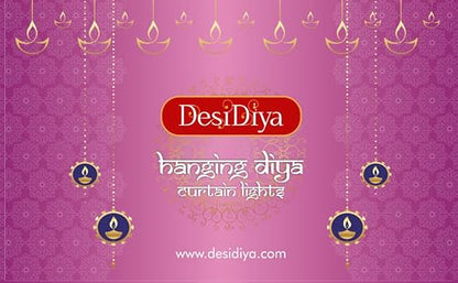 Desidiya गर्म सफेद दीया/दिवाली लाइट पर्दा, 12 हैंगिंग दीयों के पैक के साथ एलईडी स्ट्रिंग लाइट्स, 8 फ्लैशिंग मोड, सजावट, प्रोंग बेस