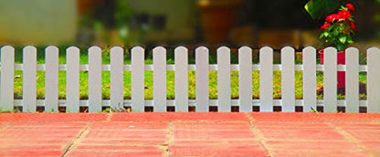 REONEX Garden Fence/Picket Fence - Plant Partition Fence (with Spike for Soil Insert) Solid WPC Material, Polyvinyl Chloride - White - 6 Running feet Coverage (Set of 6)