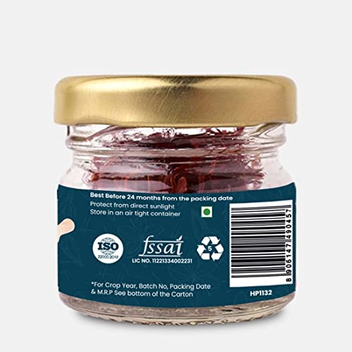 Healofy Naturals Original Kashmiri Saffron | ISO Certified Pure Kashmiri Kesar/Saffron, 1gm | Untouched Grade A++ Saffron Threads | Best Gift During Pregnancy For Pregnant Women