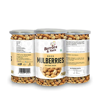 Berries And Nuts Naturally Dried Mulberries | Naturally Sweet Dried Mulberry | 480 Grams | 3 Bottles of 160 Grams