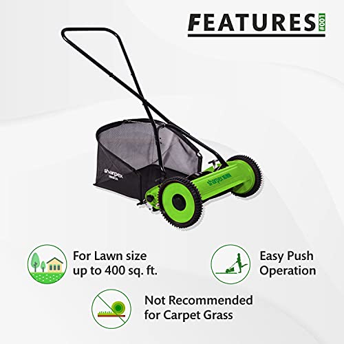 Sharpex Push Manual Lawn Mower with Grass Catcher Classic Push