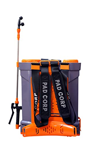 Pad Corp By Padgilwar Corporation Double Bull Battery Operated Sprayer 12Vx14 Strong Tank 18 Liter, 4 Set Of Nozzles, High Pressure Double Motor, 1.7 Ah Fast Charger, Gray, Battery Powered