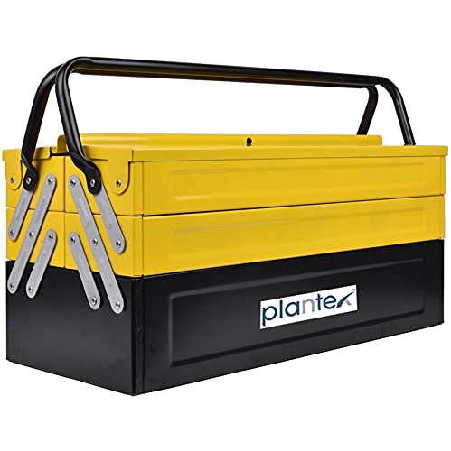Plantex High Grade Metal Tool Box for Tools/Tool Kit Box for Home and Garage/Tool Box Without Tools-5 Compartment(Yellow & Black)