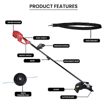 Falcon ‎FEGT-1400 600W Electric Grass Trimmer with 40cm Cutting Diameter Adjustable Cutting for Agriculture Gardening Weed Removing from Resorts & Farmhouse Gardens