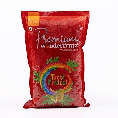 WONDERFRUTZ Fresh and Natural Tutti Frutti (Candied Papaya) Topping for Cakes, Ice Cream, Cookies Decoration, Bread and Pastries (Green) - 500gm