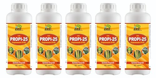 EBS Propi25 Propiconazole 25% EC used in agriculture to control diseases in crops such as wheat, paddy, groundnut, tea, soybean, and banana. (5 Litre (1000mlx5))