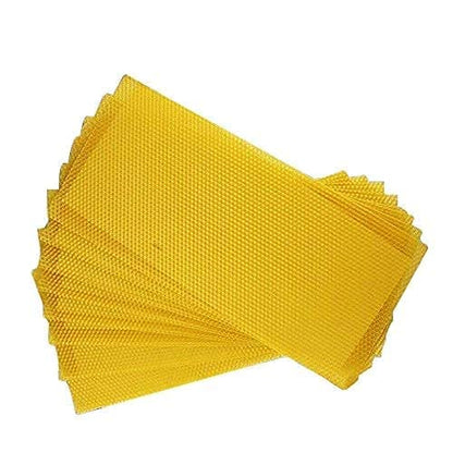KB Netrue Honey Bee Honey Sheets10-Pece Beeswax Honeycomb Sheets Wax Foundation मधमाशी पालन मधमाश्या मेण शीट बी नेस्ट फाउंडेशन वॅक्स शीट मधमाशी बेड पोळे मध+नेस्ट+बेस (पिवळा-10)