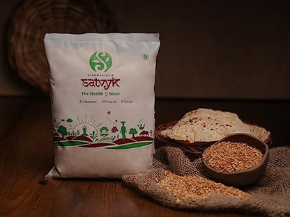 एस सिद्धगिरि का सात्विक द हेल्थ री स्टोर ऑर्गेनिक खापली गेहूं का आटा (3-3 किग्रा का सेट) - स्टोनग्राउंड खापली आटा | पचने में आसान इमर गेहूं का आटा | फाइबर युक्त साबुत गेहूं का आटा | ताज़ा खपली आटा