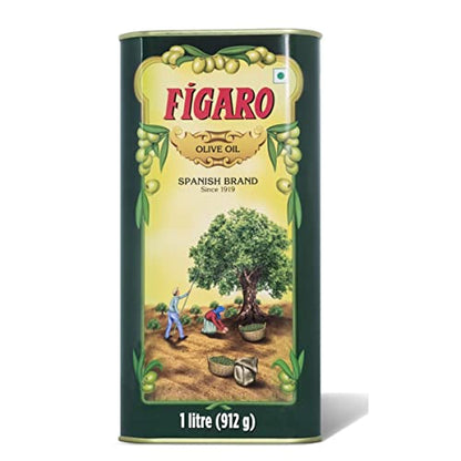 Figaro Olive Oil- Pure Olive Oil-Daily Cooking Oil- Perfect for Indian Dishes- Curries, Gravy- Imported from Spain- 1L Tin