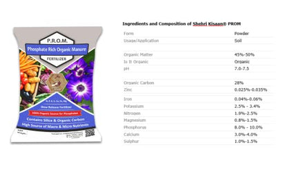 Shehri Kisaan® PROM- Phosphate Rich Organic Manure for Plants - 2kg(4-8 mm)| 100% Natural Bio Fertilizer-Soil Booster | Organic Carbon Micro & Macro Nutrients Rich Plant Food (2 KG (4 TO 8MM))