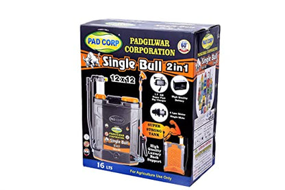 Pad Corp By Padgilwar Corporation Single Bull 2In1 Manual Battery Operated Sprayer Pump 12Volt X 12Amp With 16Ltank Capacity 1.7Amp For Farm & Garden Contains 4 Accessories 6 Months Battery Warranty