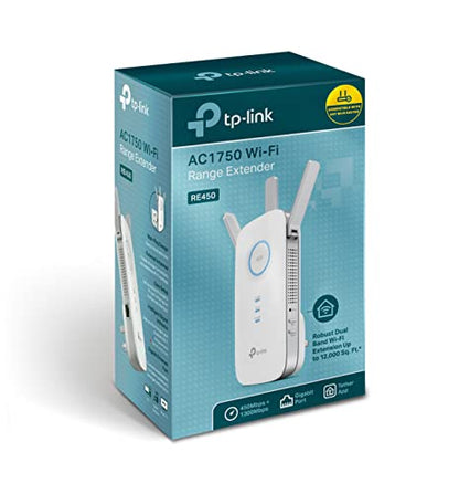 TP-Link AC1750 Universal Dual Band Range Extender, Broadband/Wi-Fi Extender, Wi-Fi Booster/Hotspot with 1 Gigabit Port and 3 External Antennas, Built-in Access Point Mode, 1750Mbps Speed (RE450)