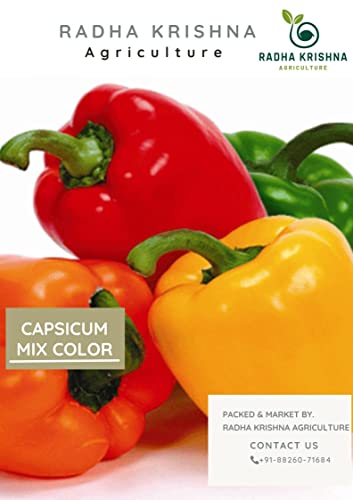 Radha Krishna Agriculture® Imported Capsicum Vegetable Seeds | Mix Capsicum Seed For Your Home Garden Pack of 50 Gram Seeds