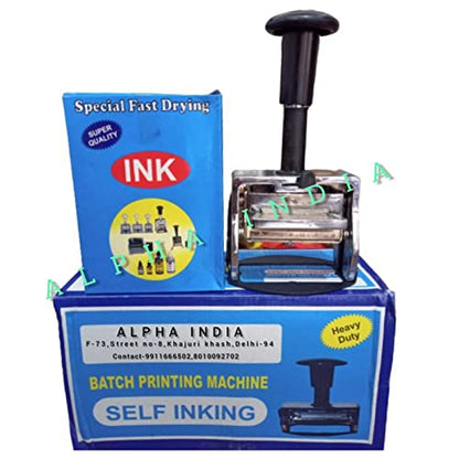 Alpha India Manual Batch Printing Machine Groove Type(with 4,MM Letter KIT)