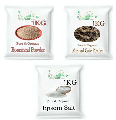 SDF INDIA Three in One Combo Pack (1 Kg Bonemeal Fertilizer+1 Kg Mustard Oil Cake +1 Kg Epsom Salt )