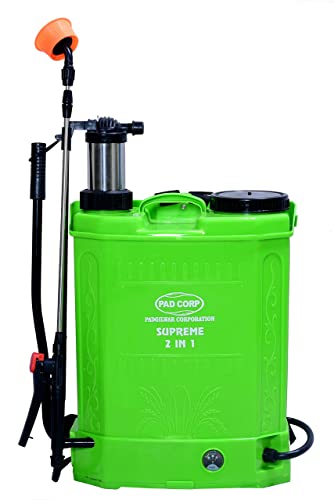Pad Corp By Padgilwar Corporation 2In1 Manual Battery Operated Sprayer Pump 12Volt X 8Amp With 16Ltank Capacity 1.7Amp Sprayer Pump For Farm And Garden Has Free 4 Accessories 6 Months Battery Warranty