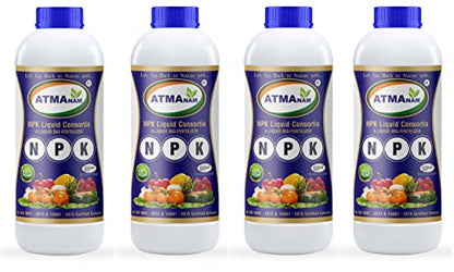 Atmanam BIO Fertilizer CONSORTIA (Nitrogen, Phosphate, Potash) NPK Plant Growth Promoter, Nutrition Enhancer Supplement, Bio Stimulant, Immunity Builder for Plants & Crops (4)