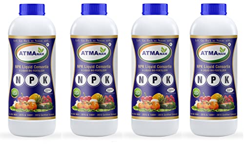 Atmanam BIO Fertilizer CONSORTIA (Nitrogen, Phosphate, Potash) NPK Plant Growth Promoter, Nutrition Enhancer Supplement, Bio Stimulant, Immunity Builder for Plants & Crops (4)